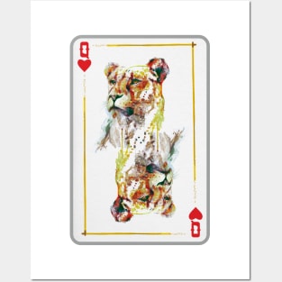 Lioness Head Queen of Hearts Playing Card Posters and Art